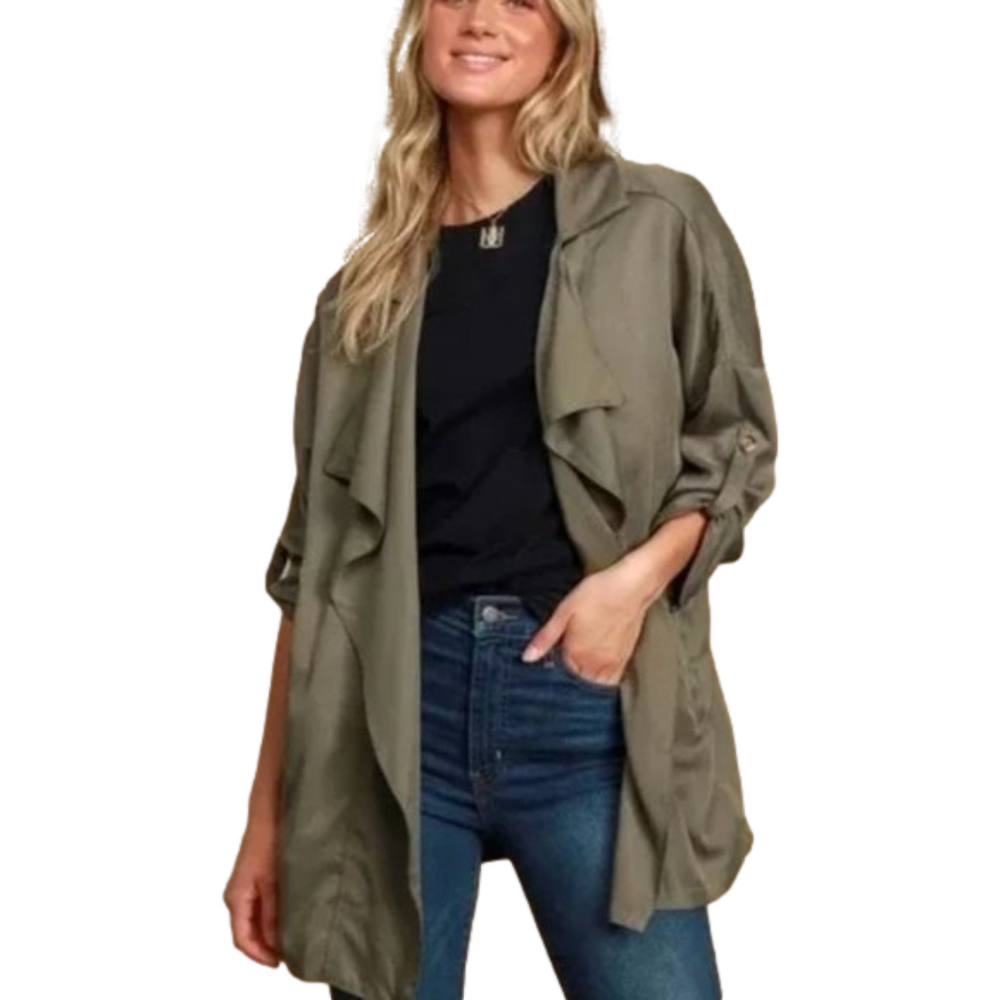 Lulus Lucky Break Olive Oversized Jacket - Size Small
